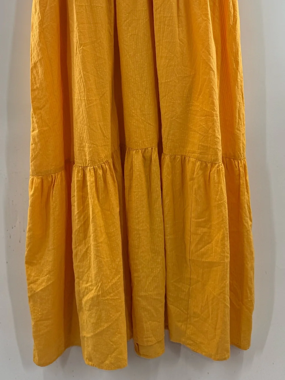 NWT Abercrombie & Fitch Cotton Tiered Smocked Maxi Dress Golden Yellow Size XL